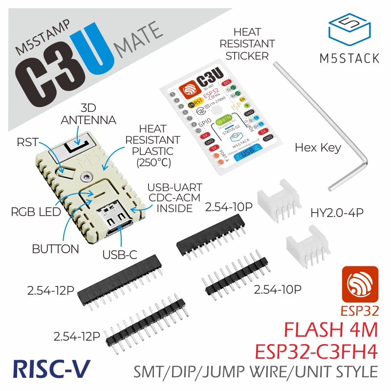 M5Stack Core2 - M5Stack M5Stamp C3U Mate ufficiale con