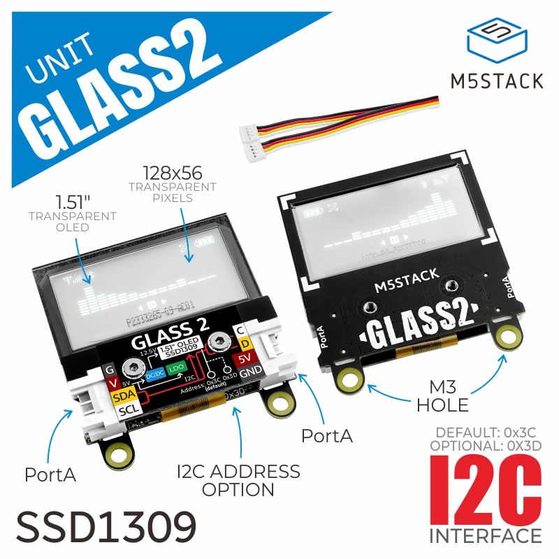 M5Stack Core2 - Unità ufficiale Glass2 M5Stack con OLED