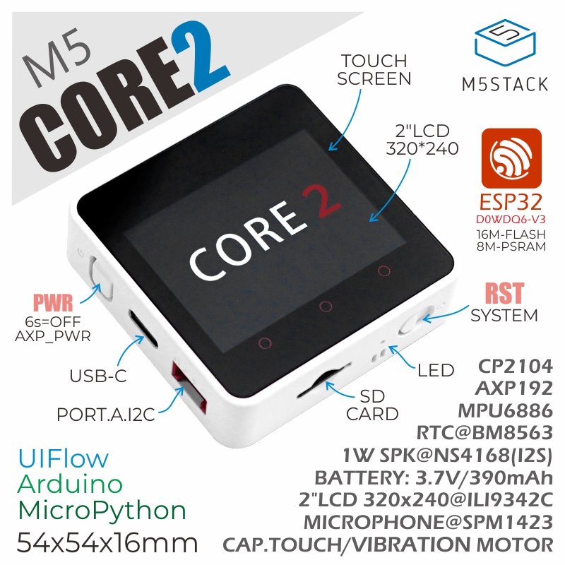 Kit di Sviluppo IoT M5Stack Co - M5Stack Core2 recensione e prezzo