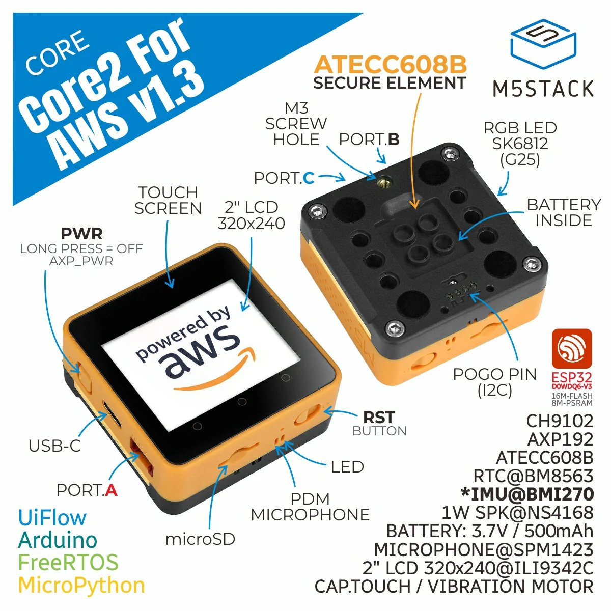 M5Stack Core2 AWS IoT Kit ESP3 - M5Stack Core2 recensione e prezzo
